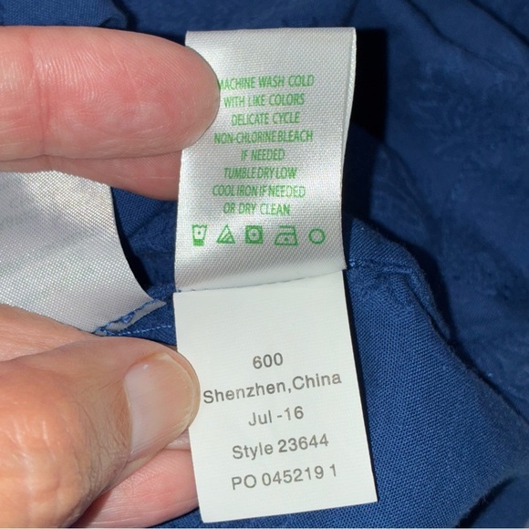 Lilly Pulitzer Cotton Amelia Island Tunic Top Large Navy Coral Gold Resort - Picture 11 of 11